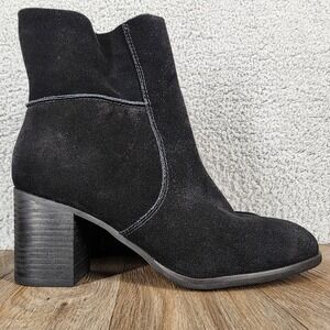 Frye and Co. Black Suede Block Heel Ankle Boots Women's Size 9 Pull‎ On